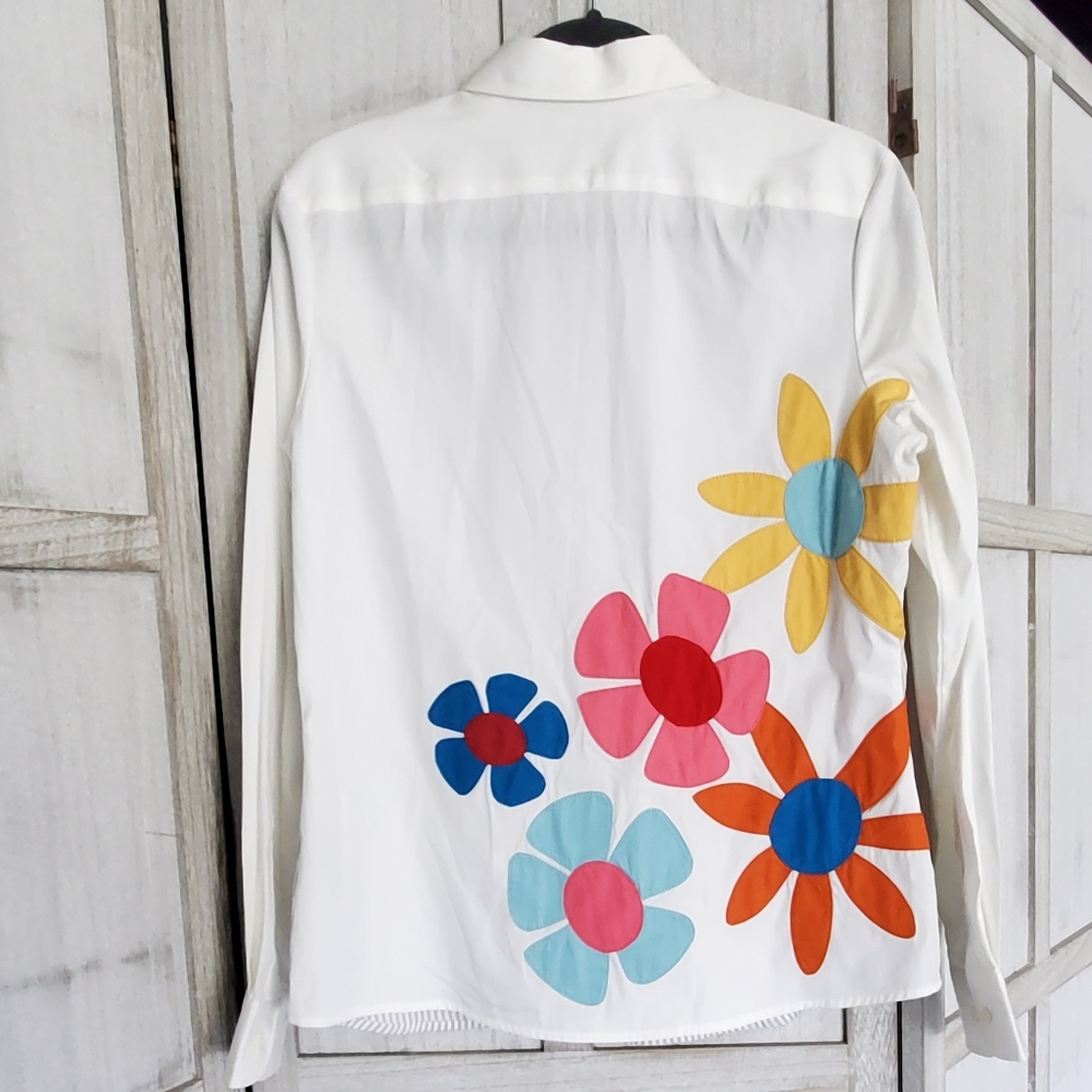 Faconnable white pinstripe and flowers